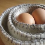 Nesting Felted Bowls with Blanket Stitches - Beige